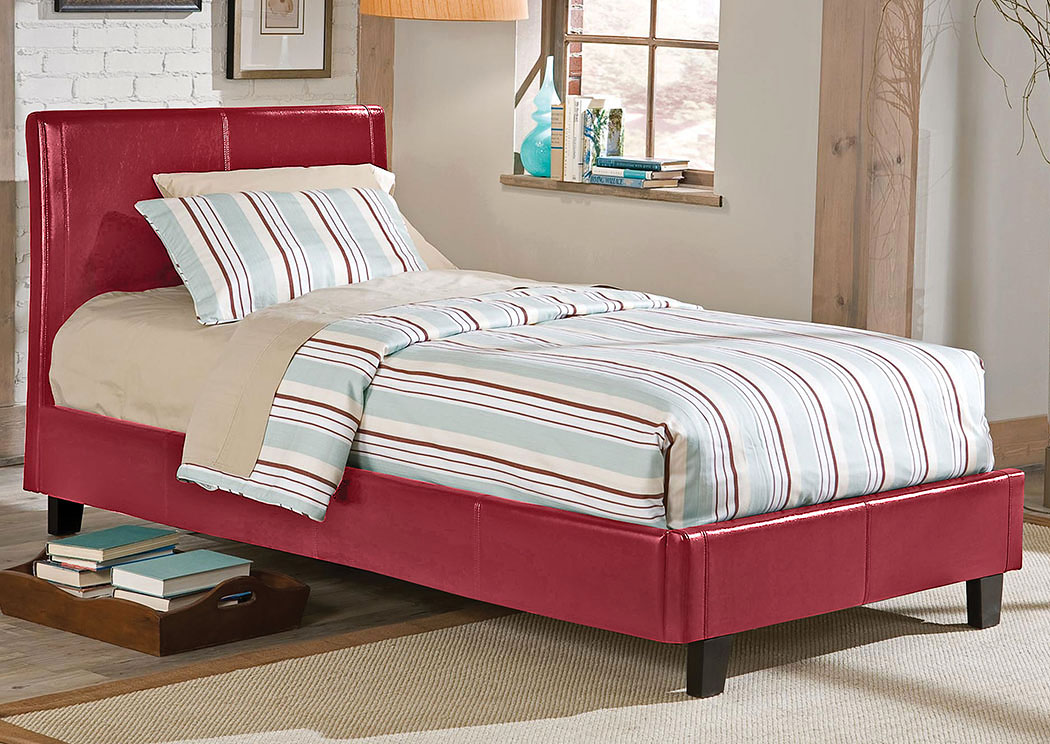 New York Red Full Platform Bed,Standard