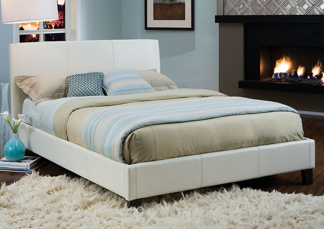 New York White Queen Platform Bed,Standard