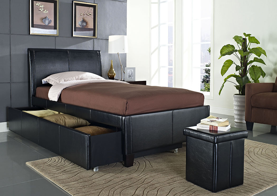 New York Black Full Trundle Bed,Standard