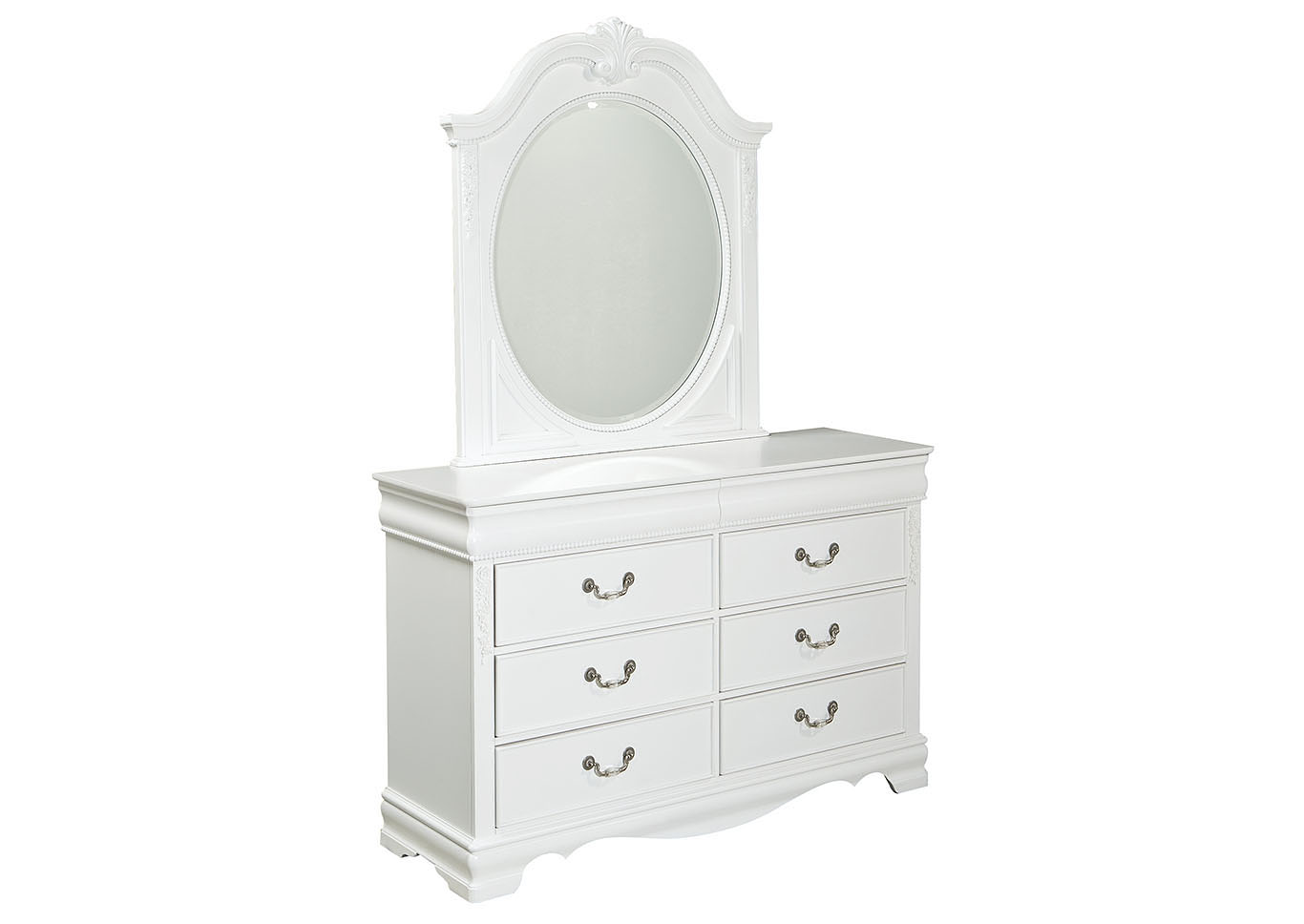 Jessica White Dresser and Mirror,Standard