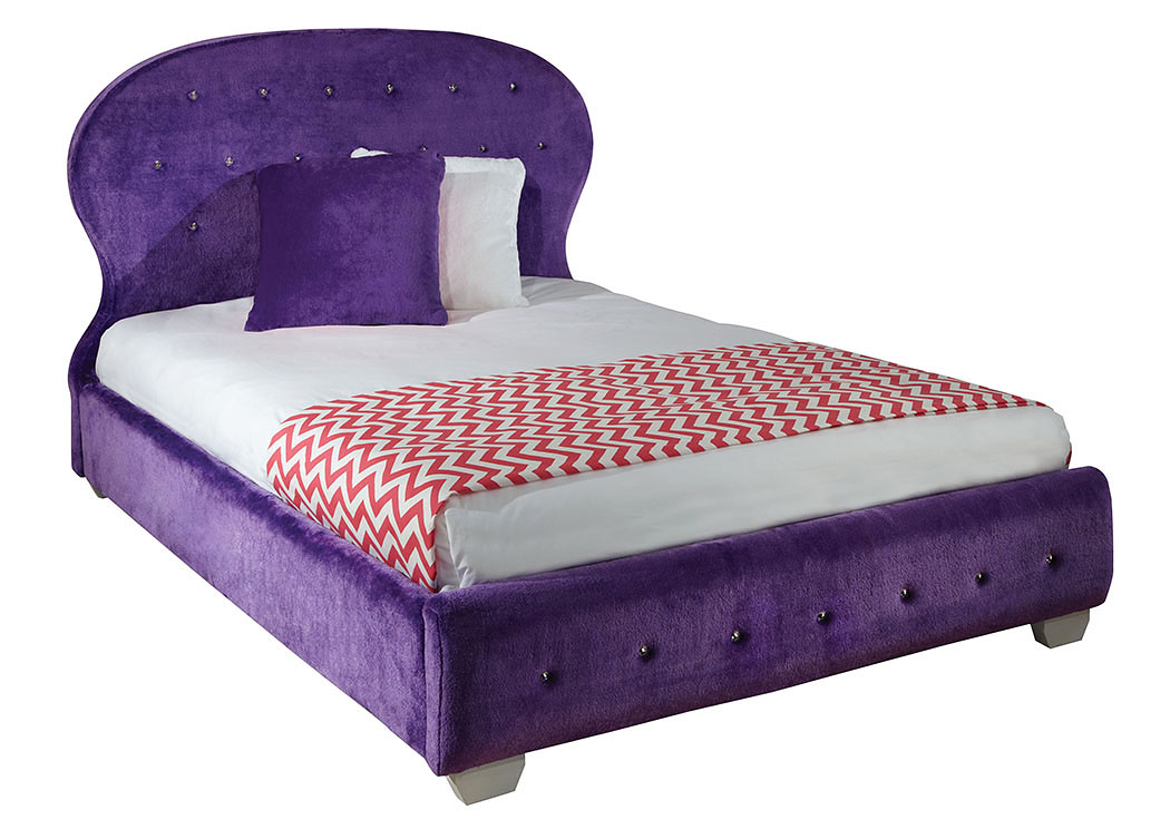 Marilyn Purple Twin Upholstered Bed,Standard