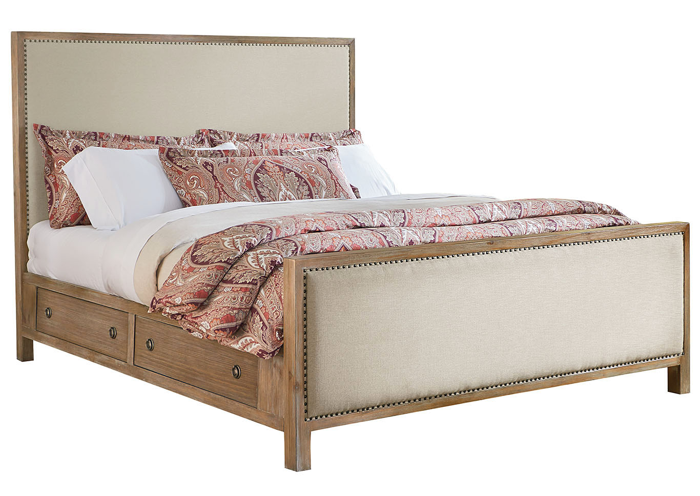 Savannah Court Brown Queen Upholstered Storage Bed,Standard