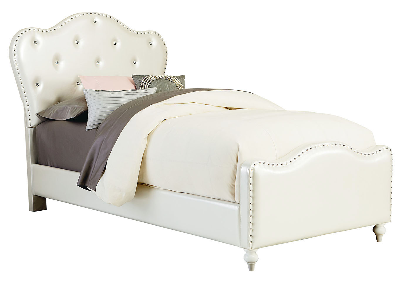 Caroline White Twin Uphosltered Bed,Standard