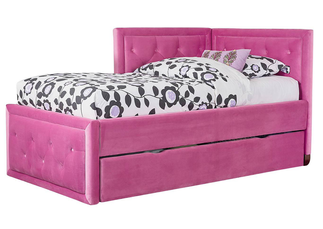 Avery Pink Twin Corner Bed w/Trundle,Standard