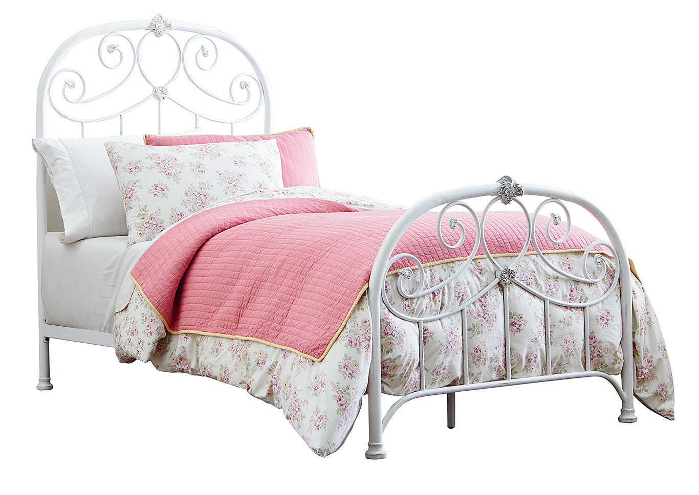 Lillian White Twin Metal Bed,Standard