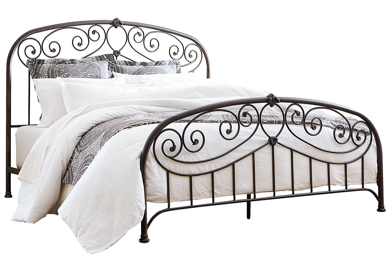 Lillian Black Queen Metal Bed,Standard