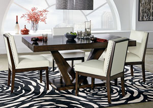 Couture Elegance Rectangular Dining Table w/4 White Side Chair