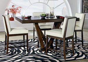 Image for Couture Elegance Rectangular Counter Table w/4 White Counter Chair