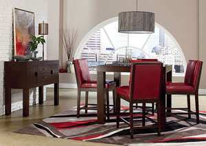 Image for Couture Elegance Square Counter Table w/4 Red Counter Chair