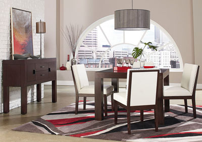 Couture Elegance Square Dining Table w/4 White Side Chair