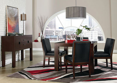 Couture Elegance Square Dining Table w/4 Black Side Chair