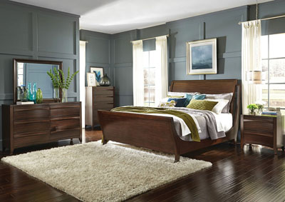 Image for Contour Brown Queen Sleigh Bed w/Dresser and Mirror