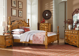 Image for Georgetown Golden Honey Pine Queen Poster Bed