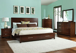 Image for Metro Brown Queen Storage Bed w/Dresser and Mirror