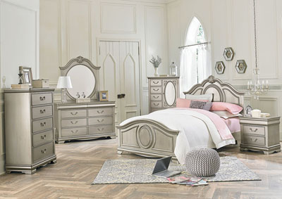 Image for Jessica Silver Twin Panel Bed w/Dresser and Mirror