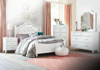 Image for Olivia White Full Poster Bed w/Dresser and Mirror