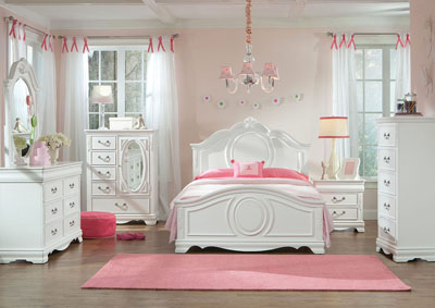 Image for Jessica White Twin Panel Bed w/Dresser and Mirror