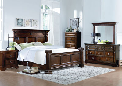 Image for Charleston Brown Queen Panel Bed w/Dresser and Mirror