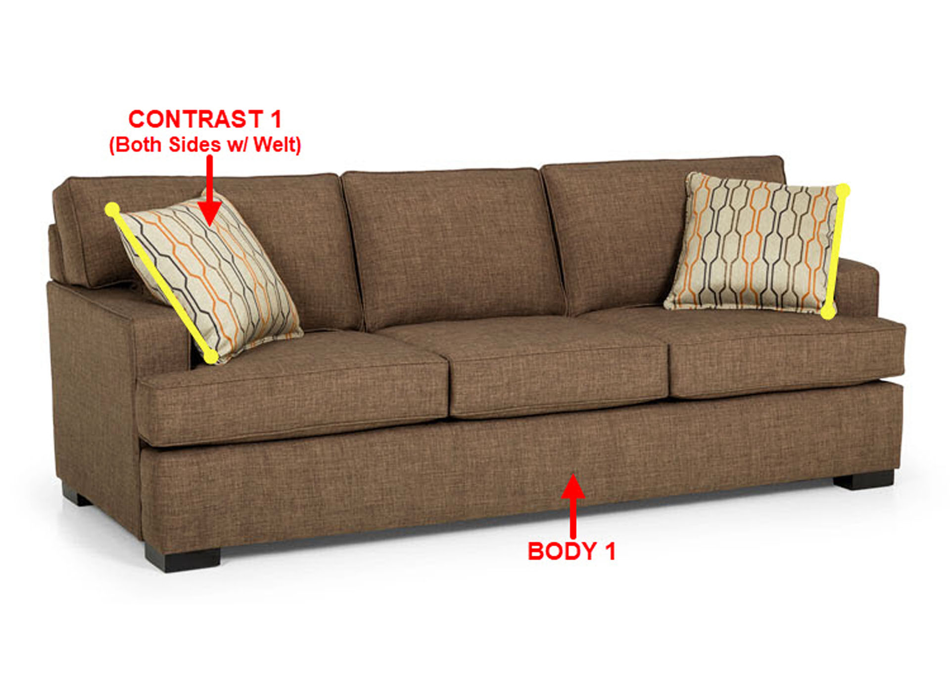 Value Selection Fabric Sofa w/ 2 Pillows,Stanton