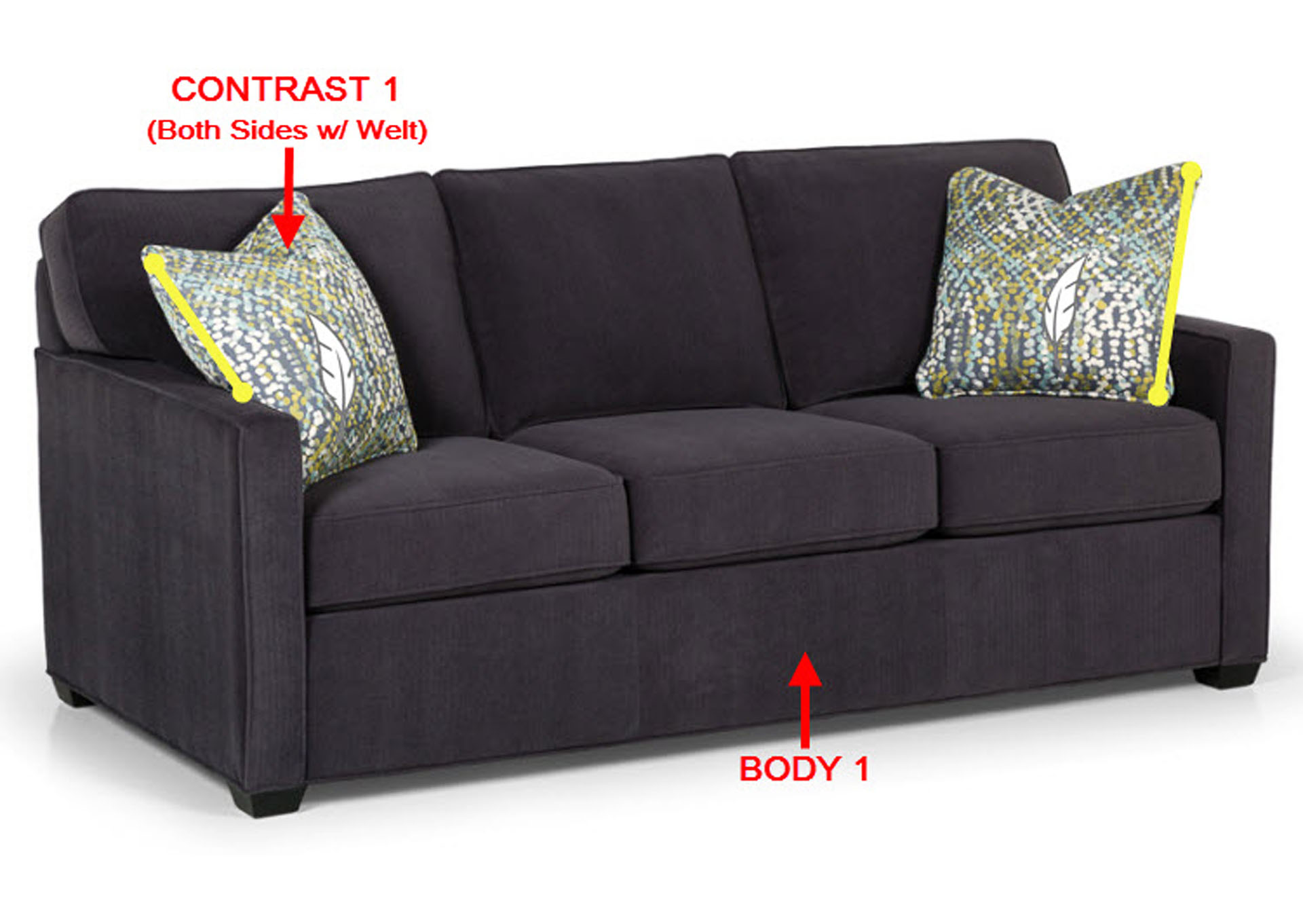 Performance Loft Fabric Sofa w/ 2 Pillows,Stanton