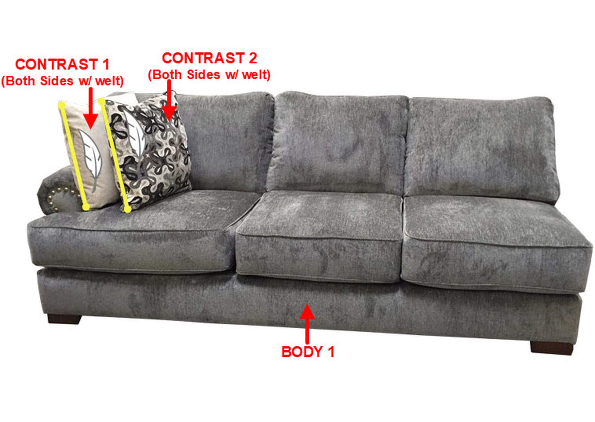 Standard LSF 1 Arm Sofa w/ 2 Pillows,Stanton
