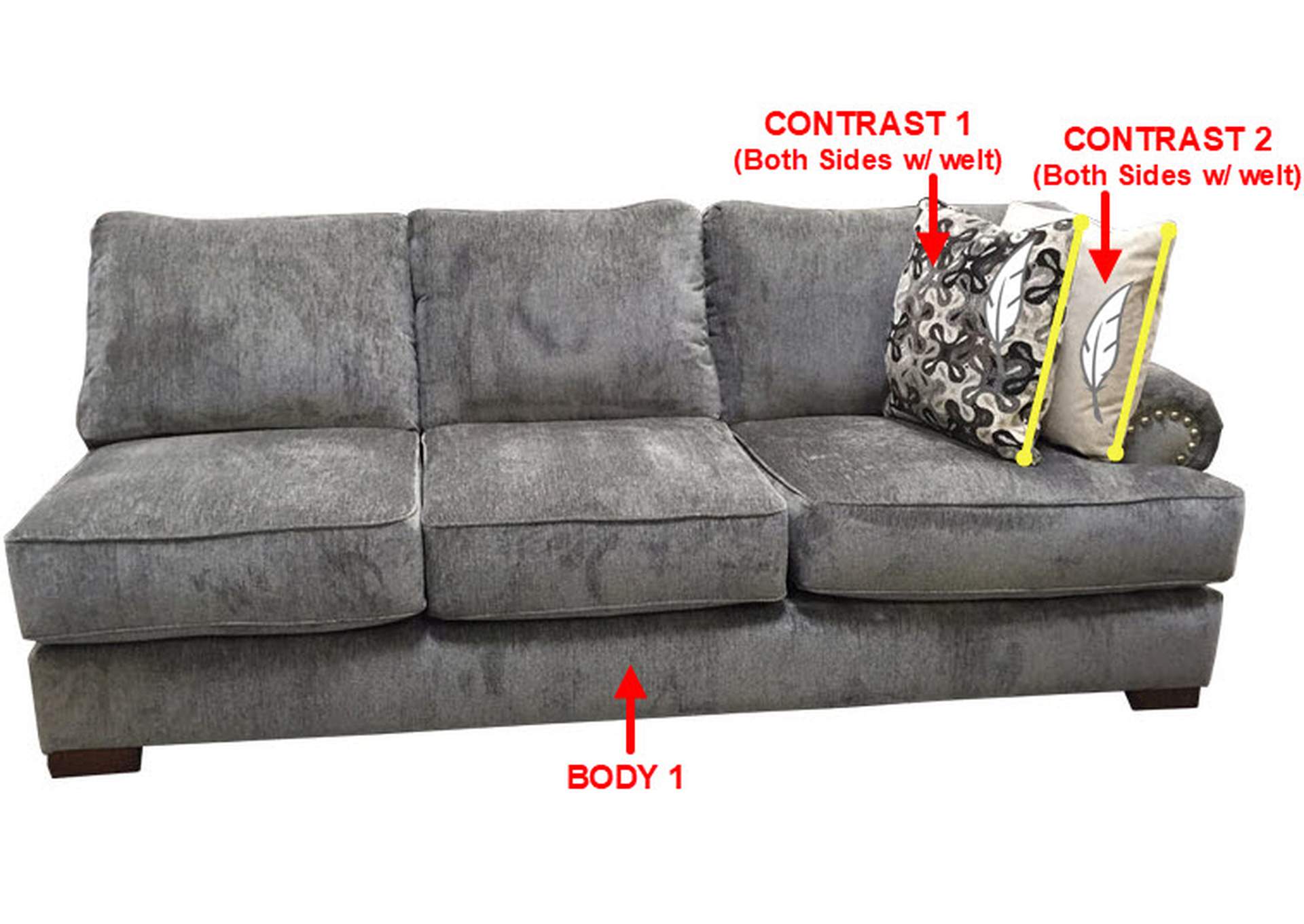 Premium RSF 1 Arm Sofa w/ 2 Pillows,Stanton