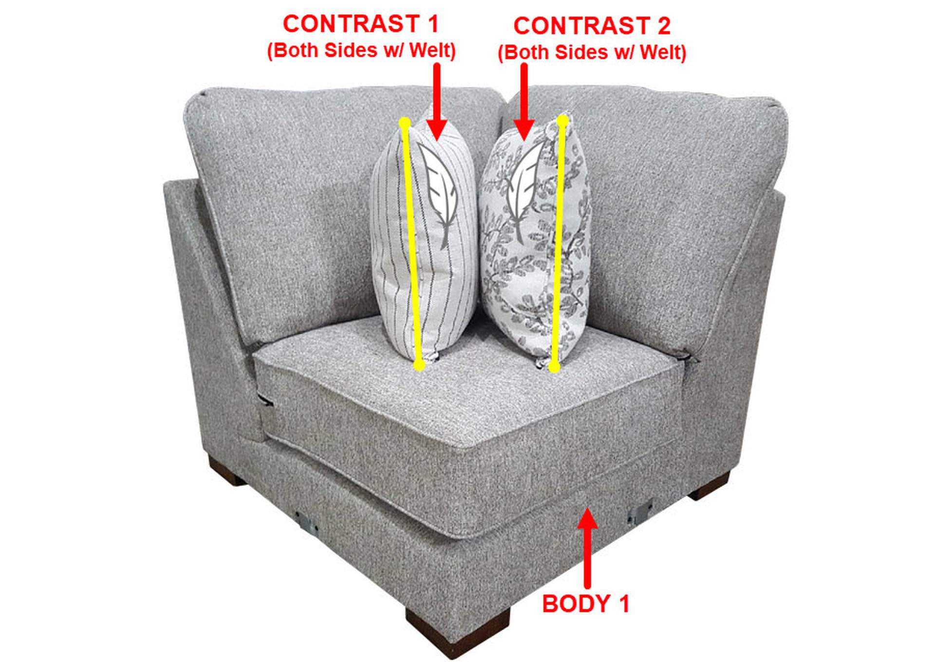 Premium Corner Chair w/ 3 Pillows,Stanton