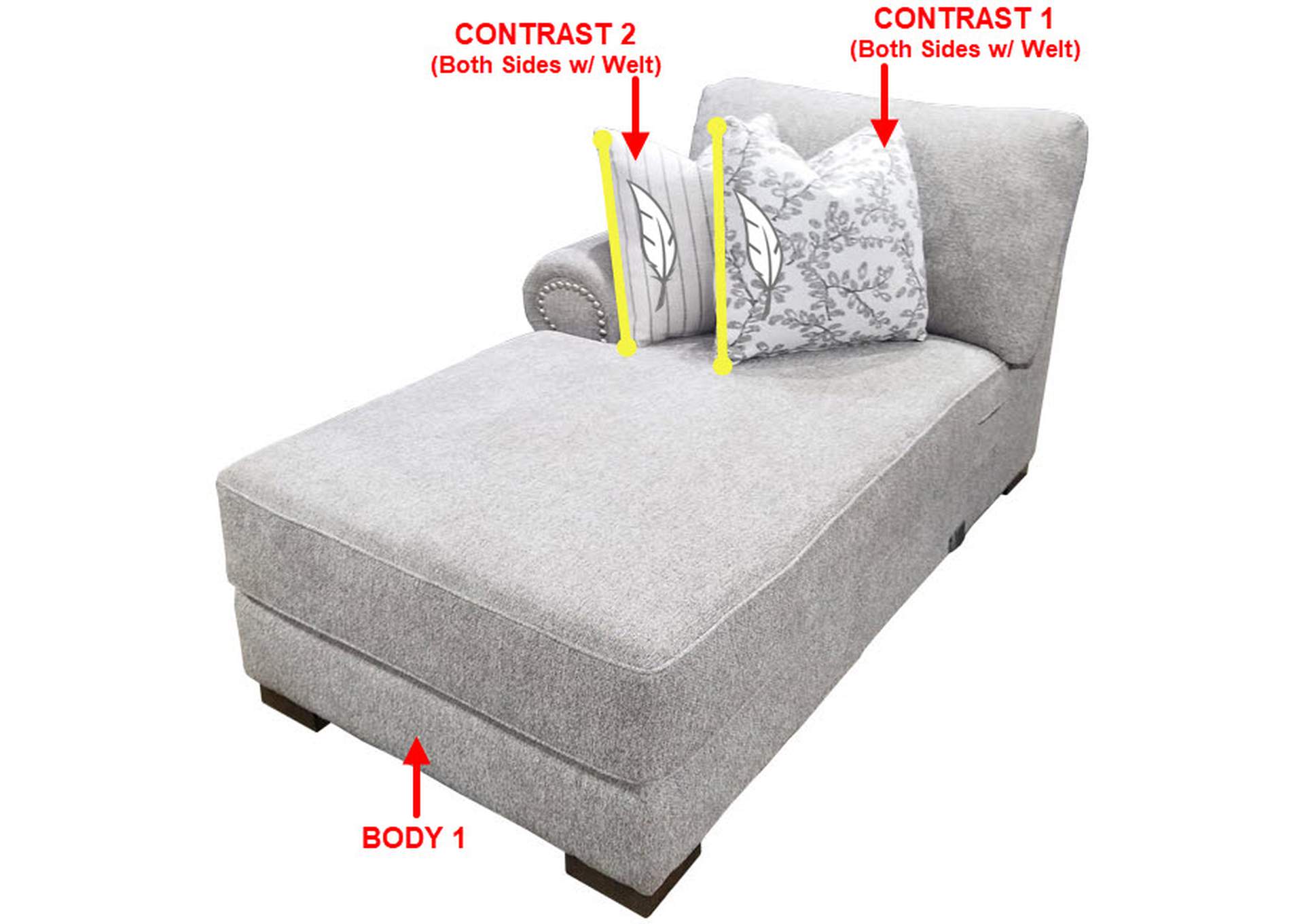 Value Selection LSF 1 Arm Chaise w/ 2 Pillows,Stanton