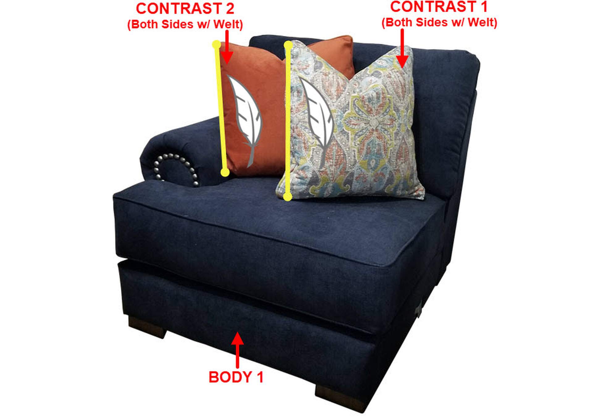 Performance LSF 1 Arm Chair w/ 2 Pillows,Stanton