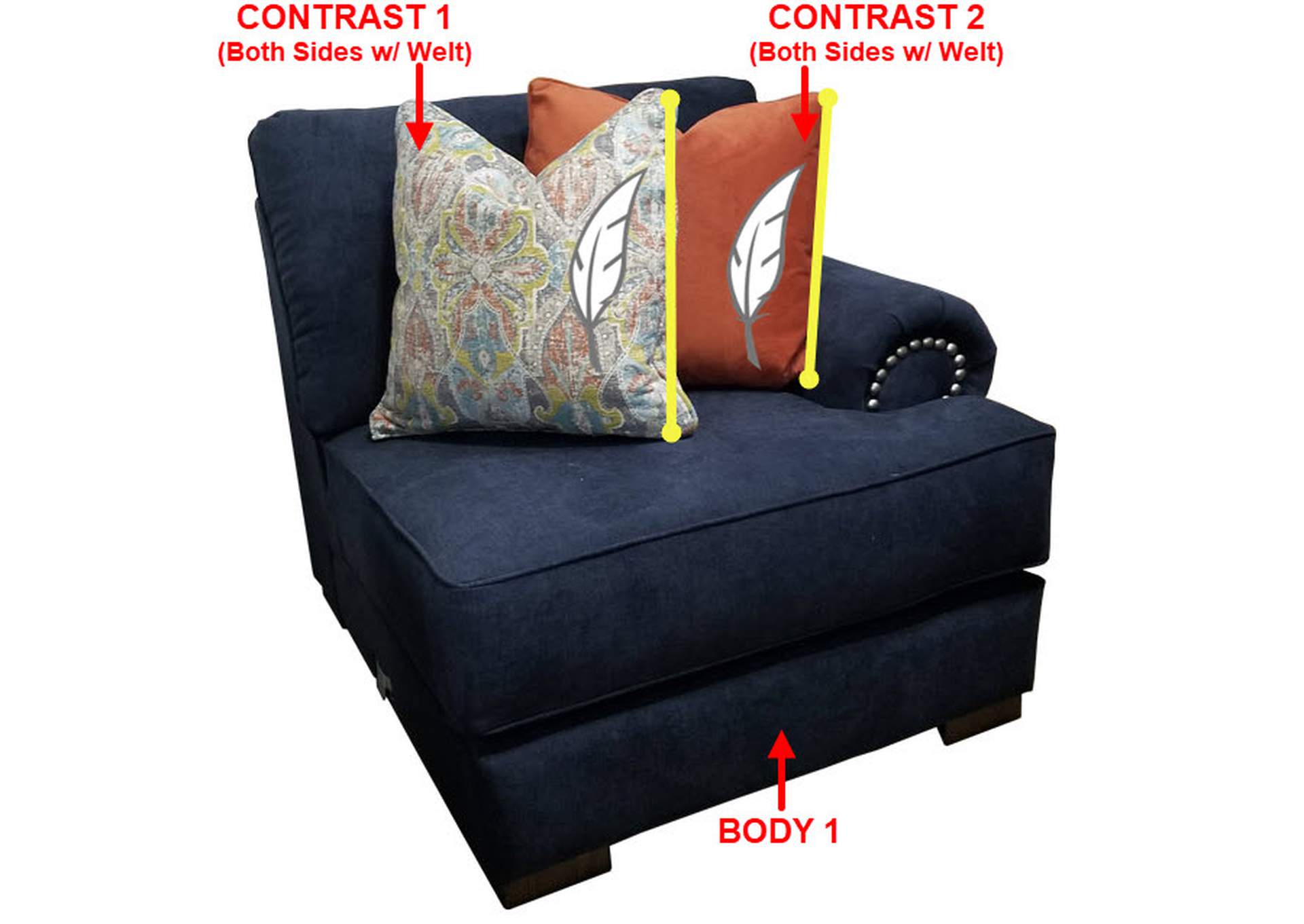 Premium RSF 1 Arm Chair w/ 2 Pillows,Stanton