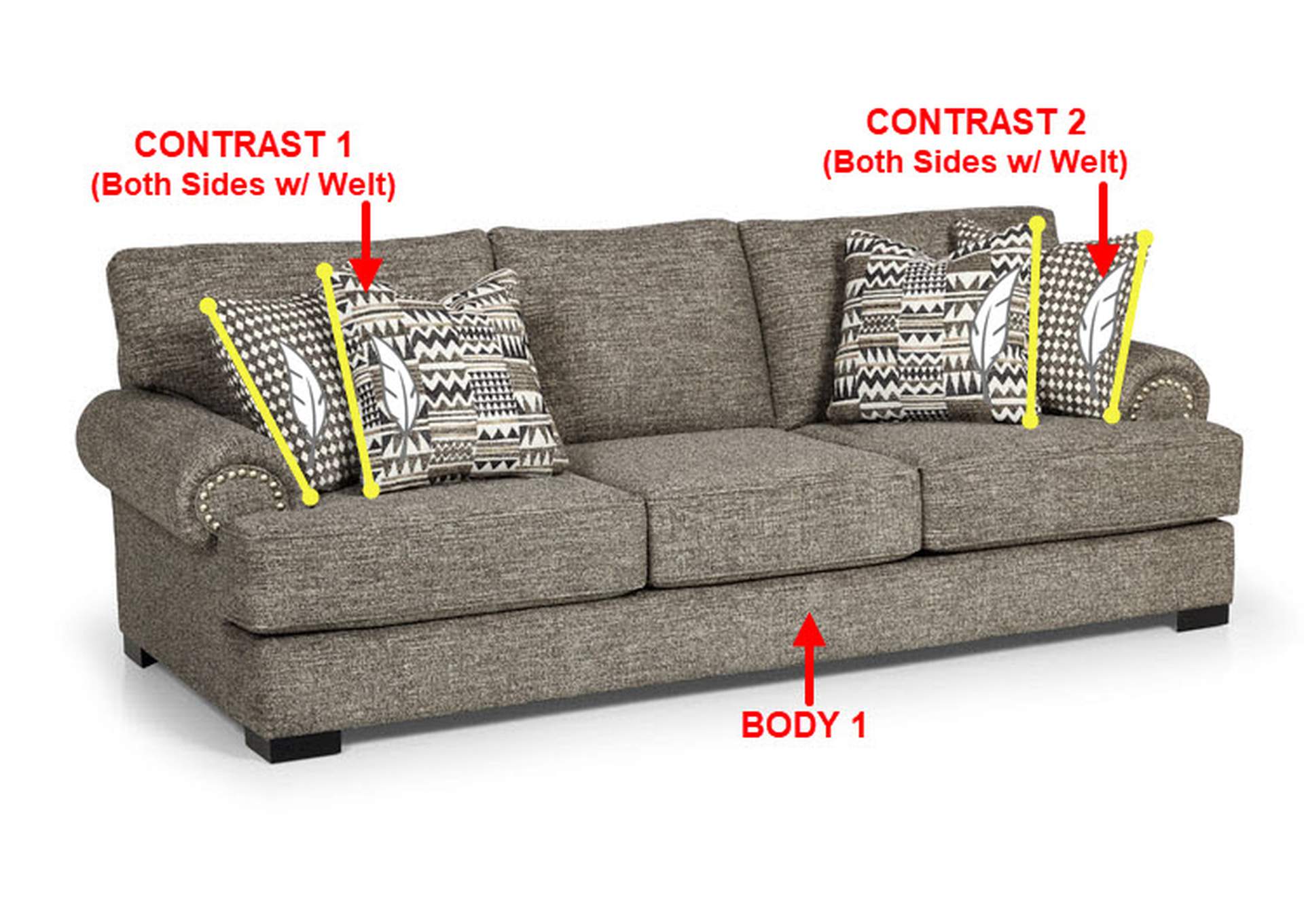 Performance Large Fabric Sofa w/ 4 Pillows,Stanton