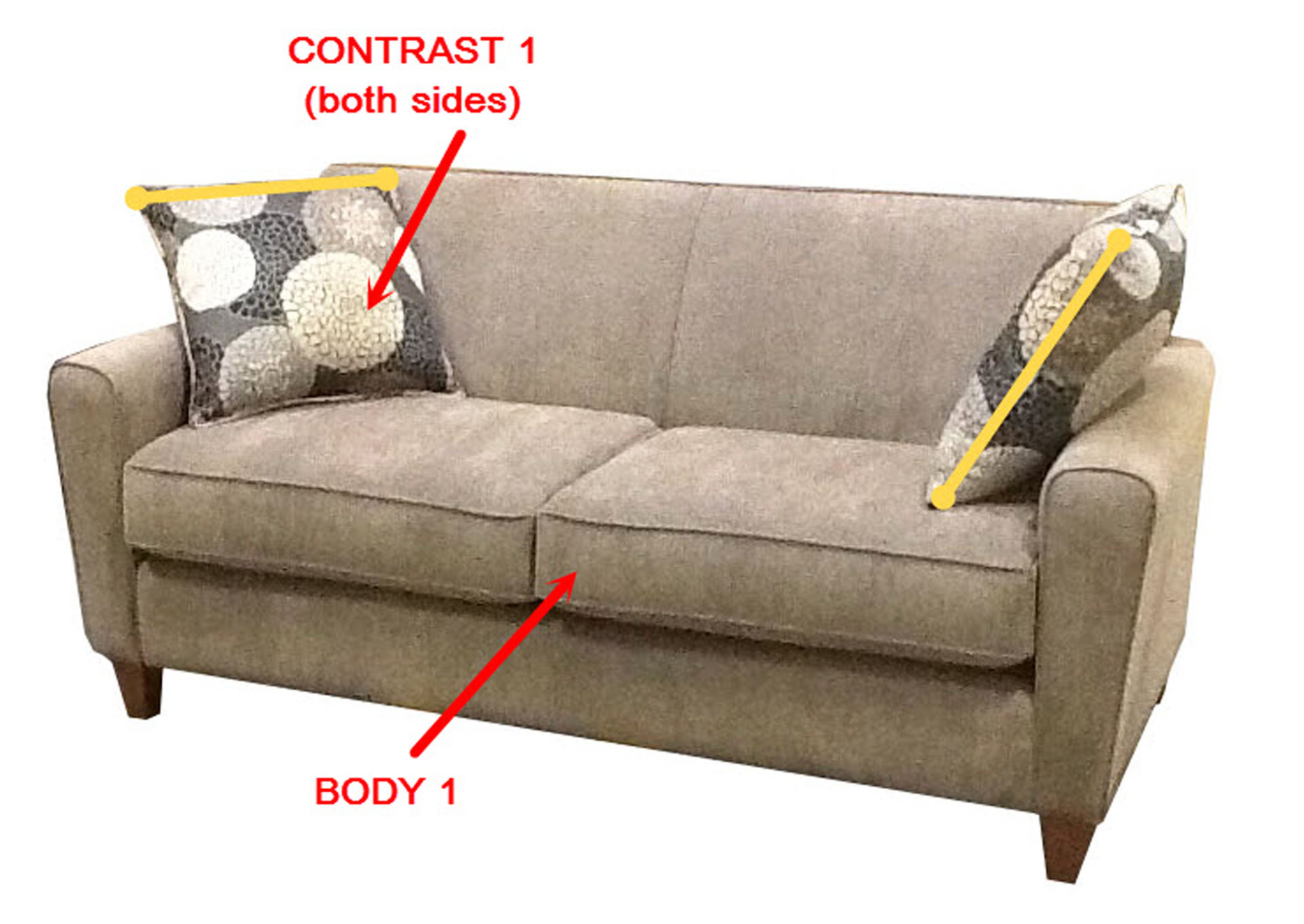 Performance Loft Fabric Sofa w/ 2 Pillows,Stanton