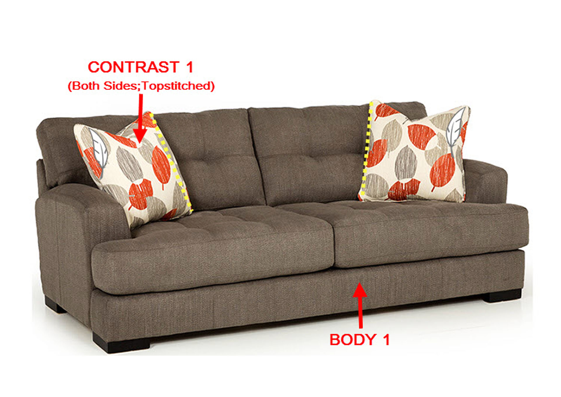 Performance Fabric Sofa w/ 2 Pillows,Stanton