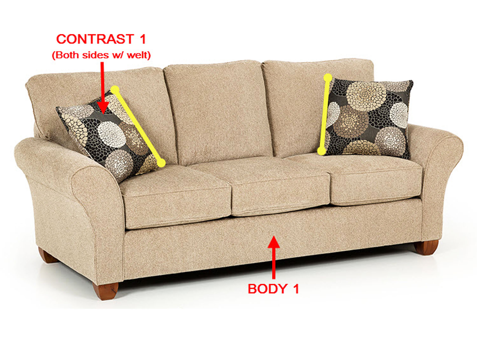 Performance Fabric Sofa w/ 2 Pillows,Stanton