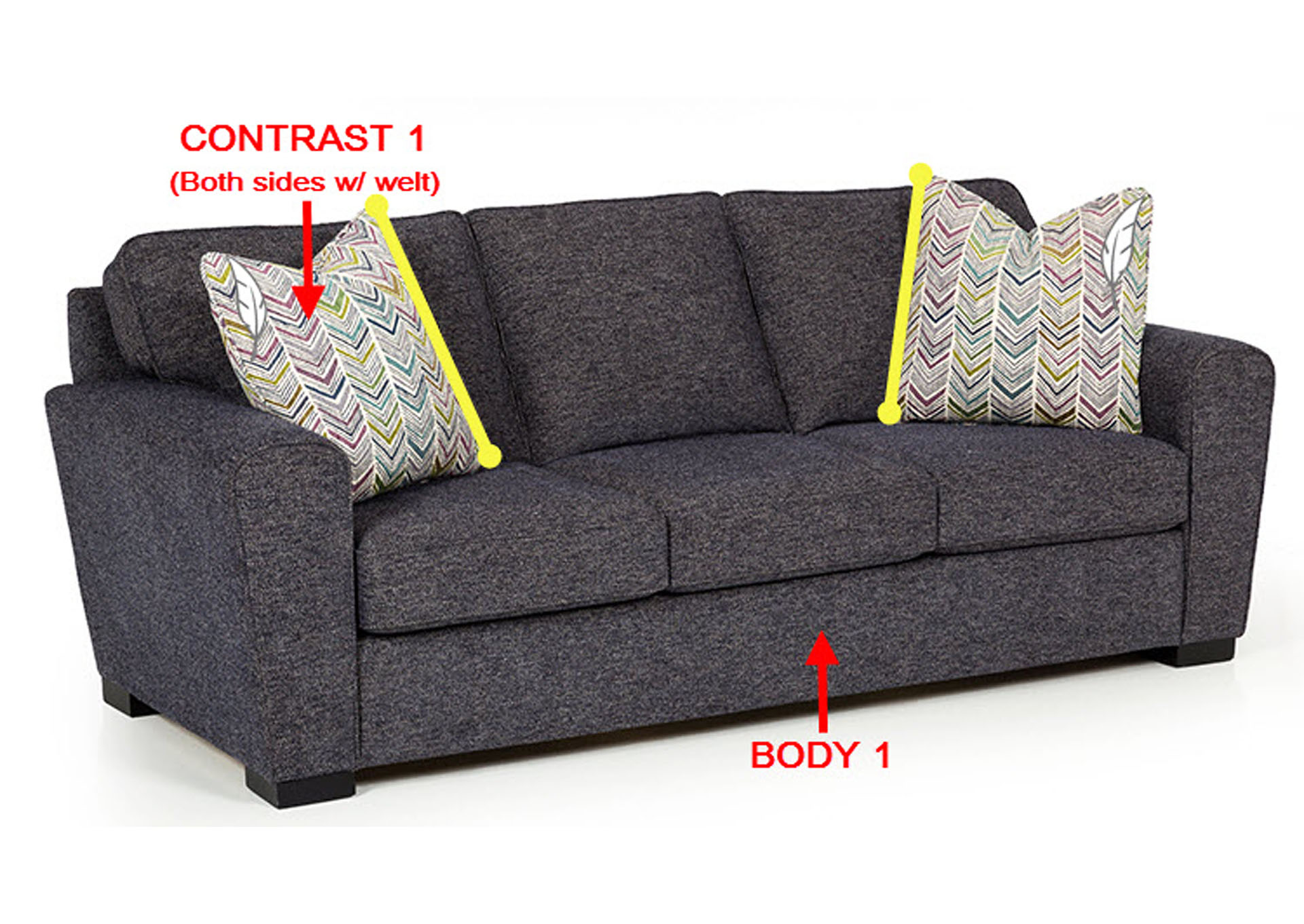 Performance Fabric Sofa w/ 2 Pillows,Stanton