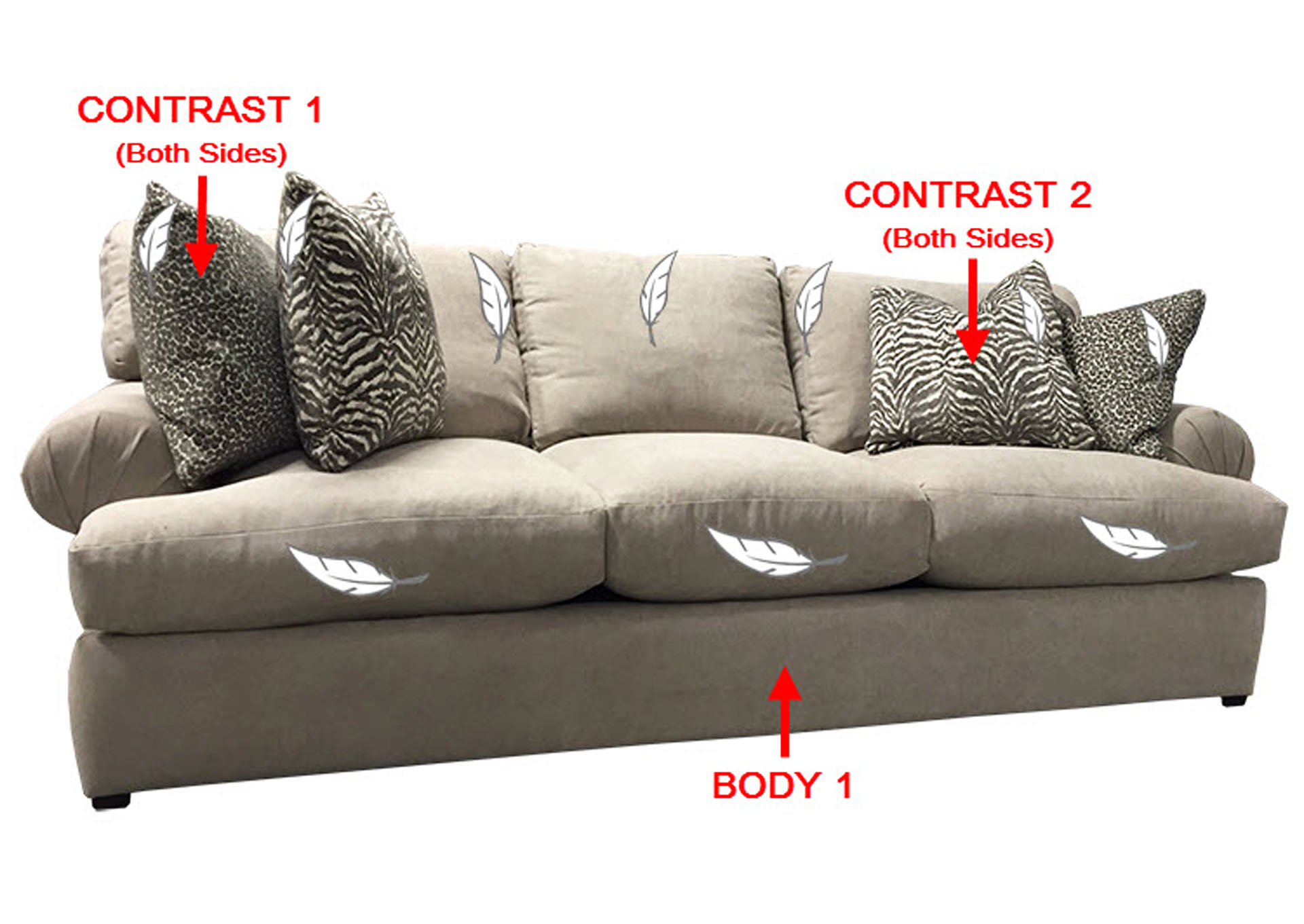 Performance Fabric Sofa w/ 4 Pillows,Stanton