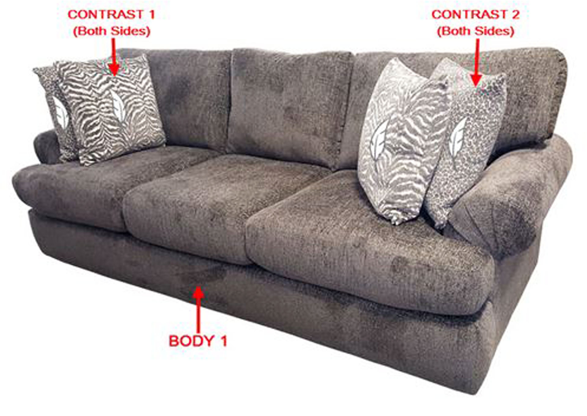 Performance Fabric Sofa w/ 4 Pillows,Stanton