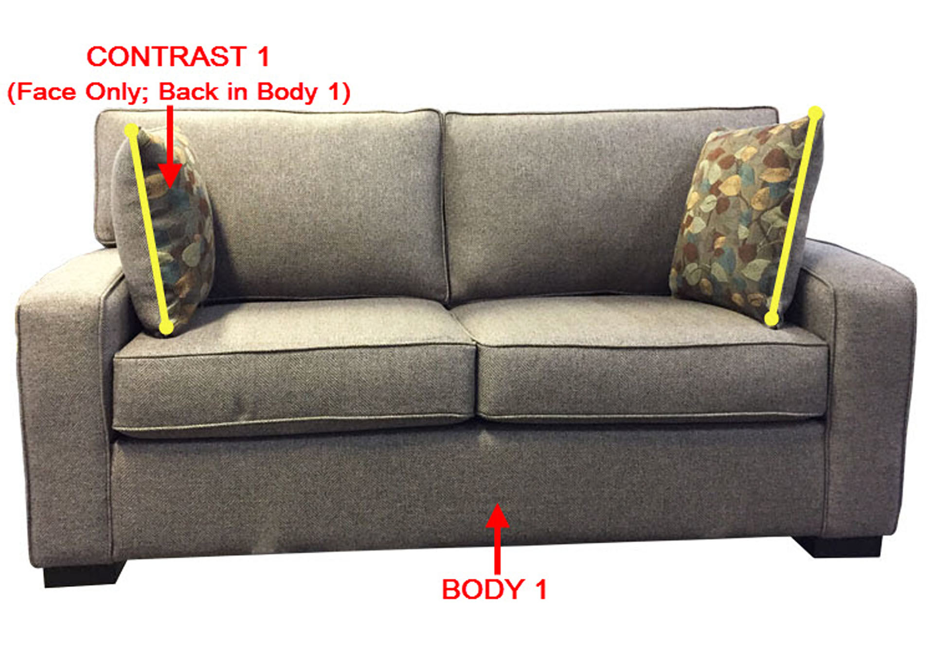 Performance Loft Fabric Sofa w/ 2 Pillows,Stanton