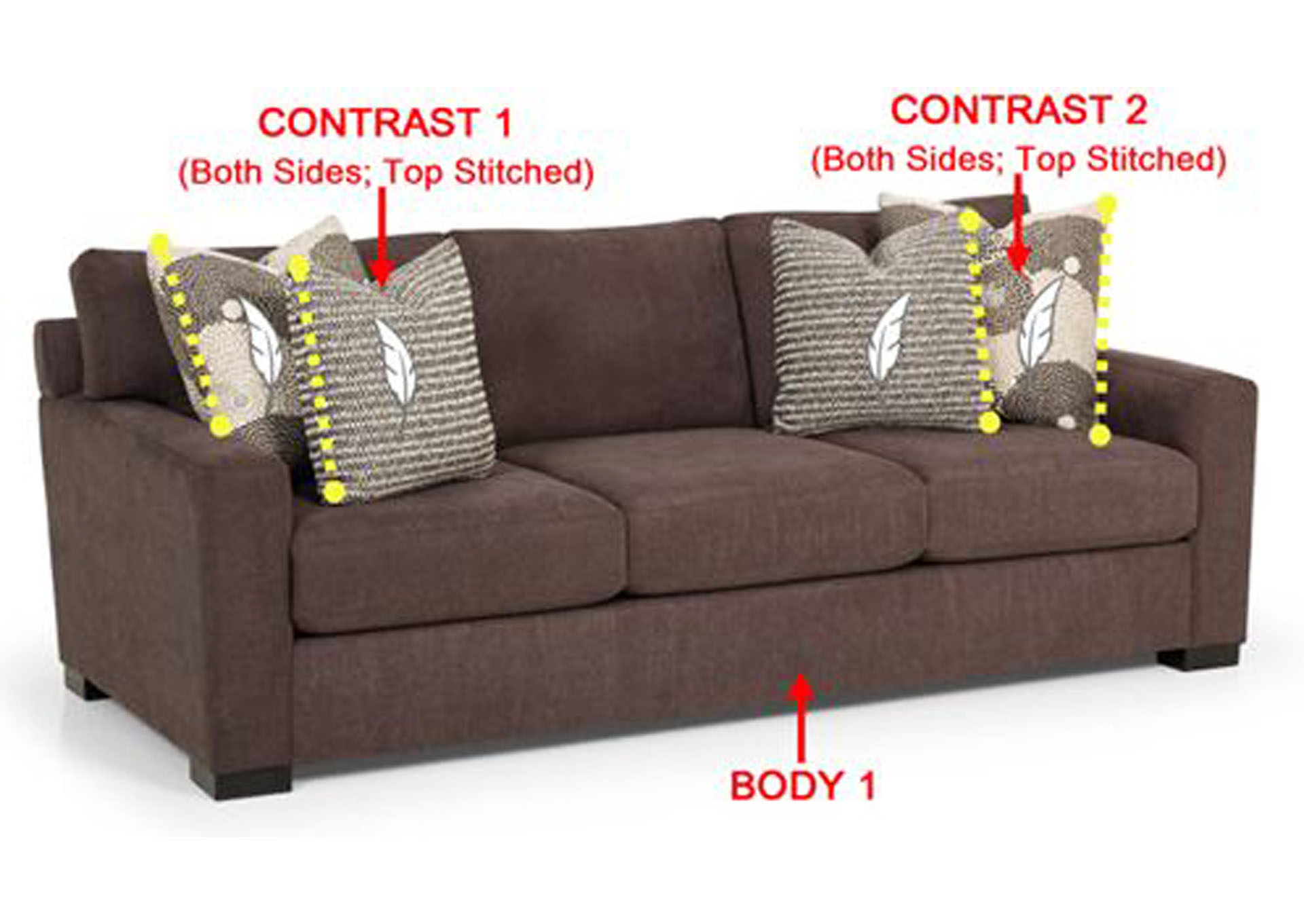 Performance Fabric Sofa w/ 4 Pillows,Stanton