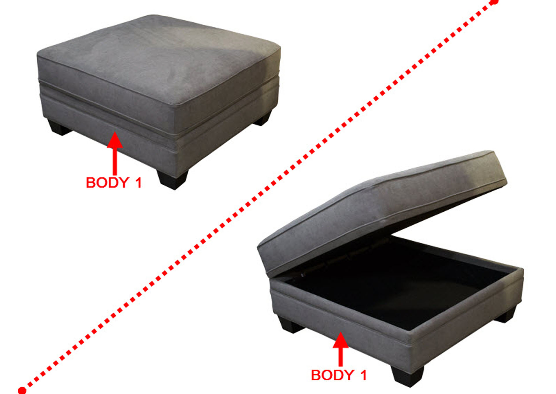 Performance Square Storage Ottoman,Stanton