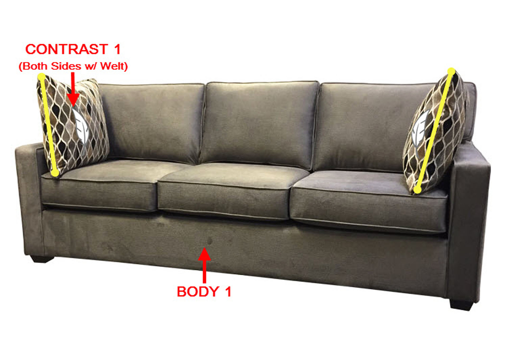 Performance Fabric Sofa w/ 2 Pillows,Stanton