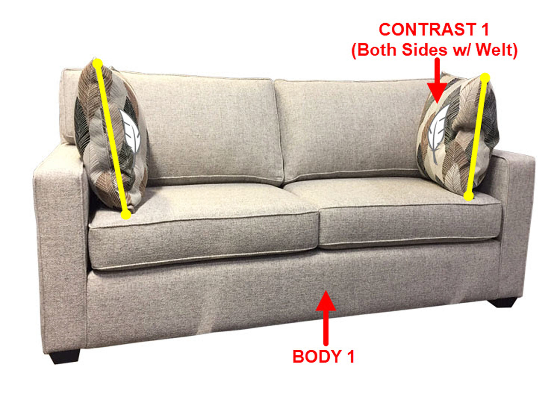 Performance Loft Fabric Sofa w/ 2 Pillows,Stanton