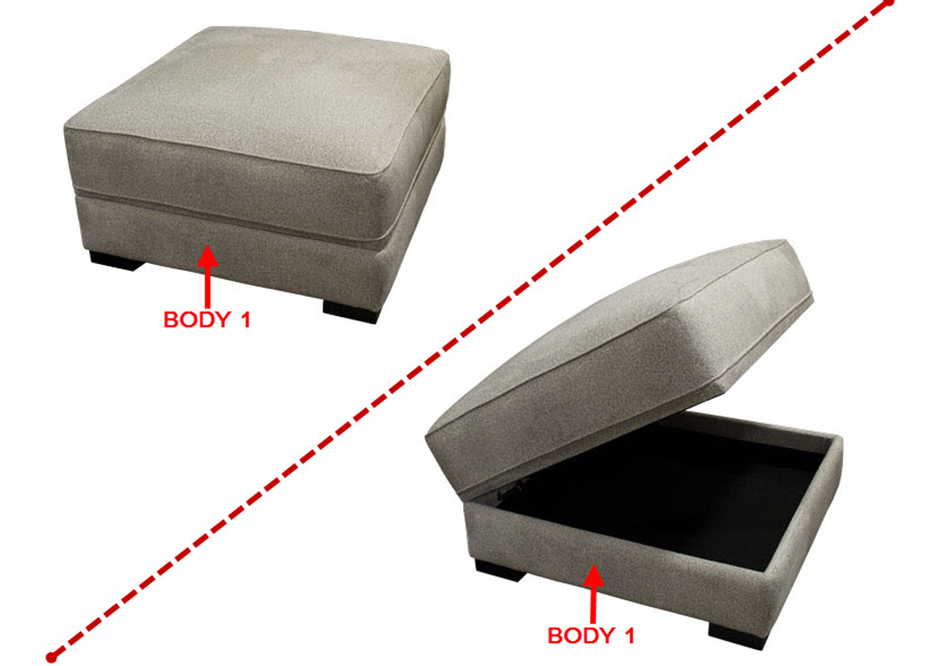 Performance Square Storage Ottoman,Stanton