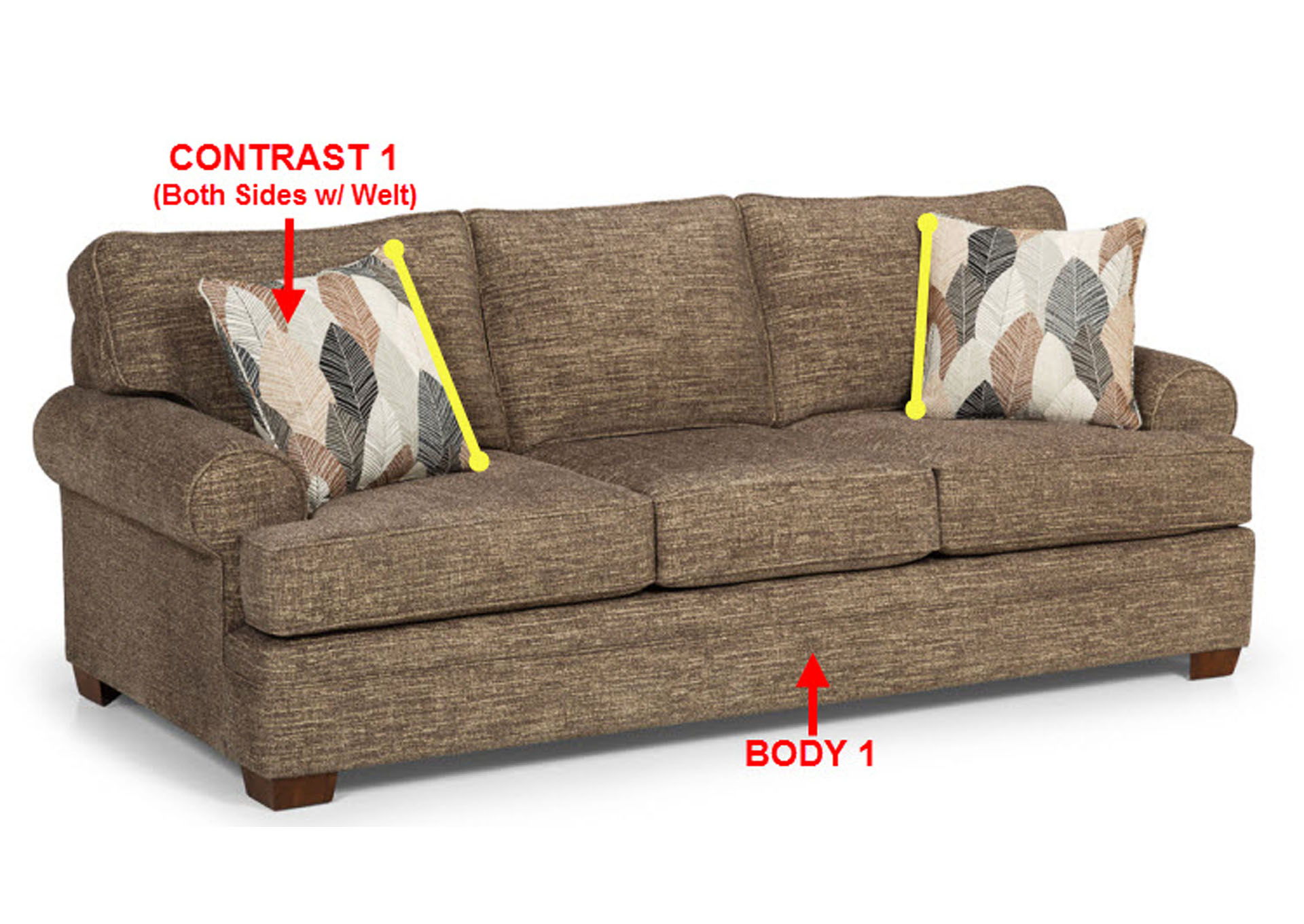 Performance Fabric Sofa w/ 2 Pillows,Stanton