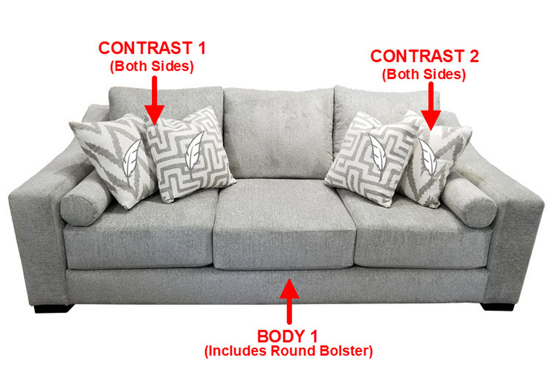 Performance Large Fabric Sofa w/ 4 Pillows,Stanton