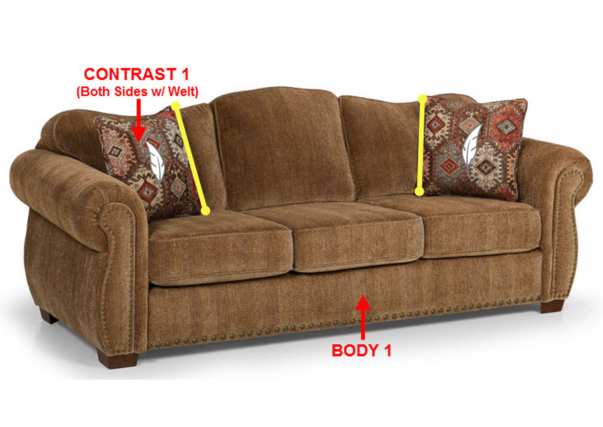 Performance Fabric Sofa w/ 2 Pillows,Stanton