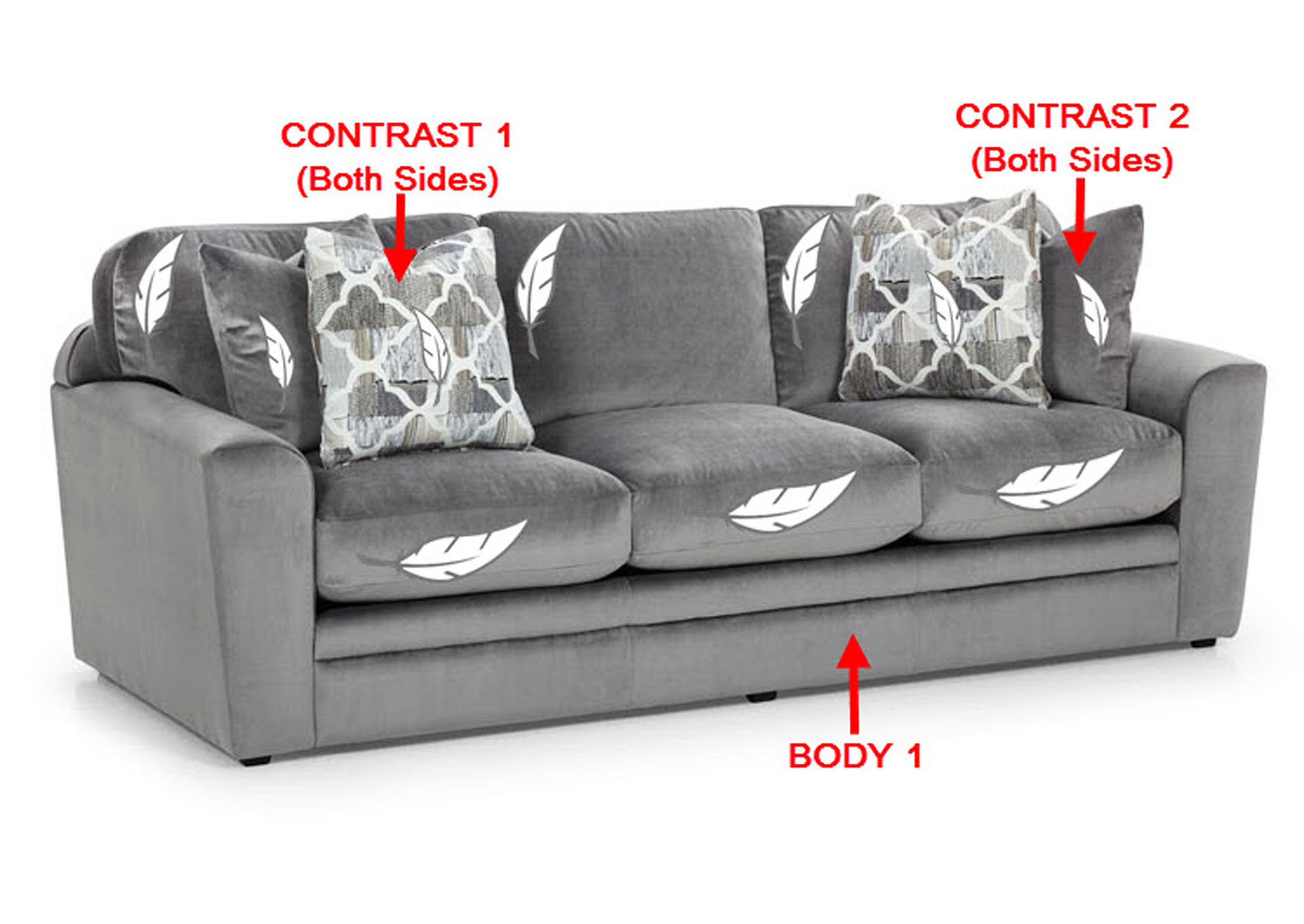 Performance Fabric Sofa w/ 4 Pillows,Stanton