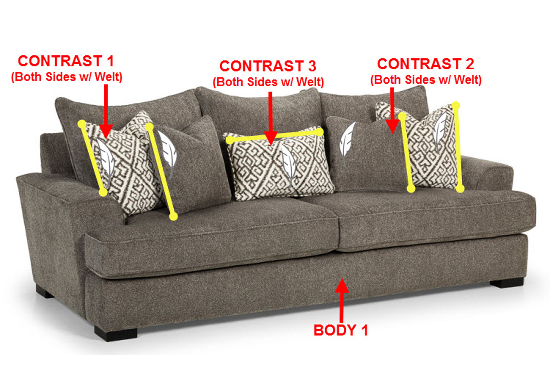 Value Selection Fabric Sofa w/ 5 Pillows,Stanton