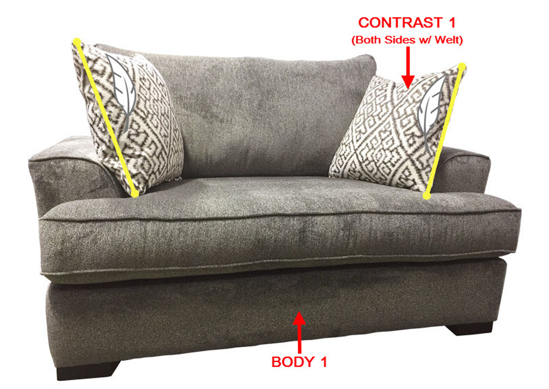Value Selection Double Chair w/ 2 Pillows,Stanton