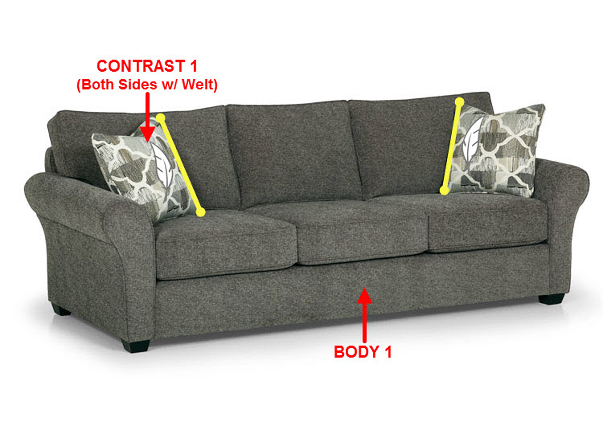 Performance Fabric Sofa w/ 2 Pillows,Stanton